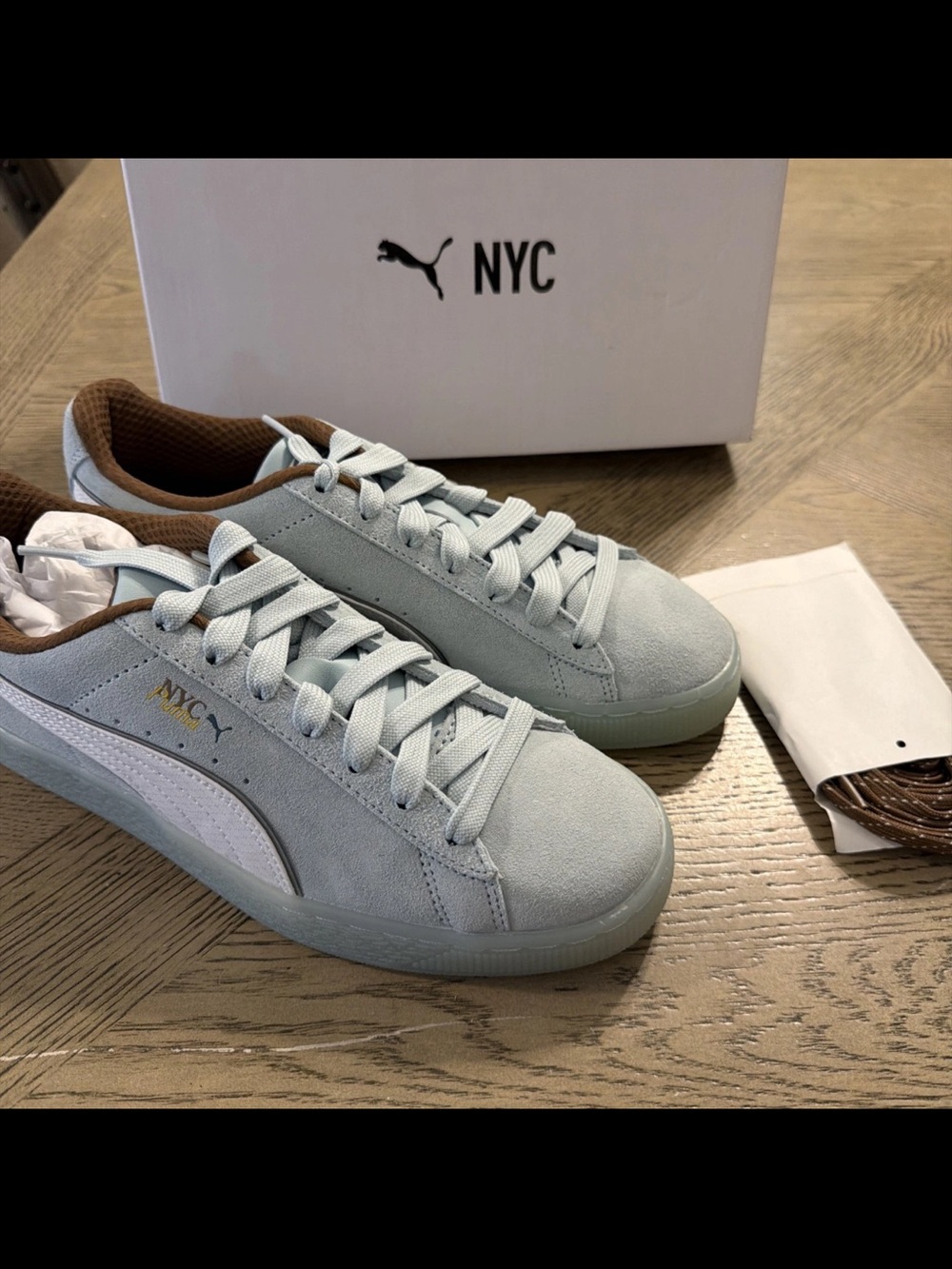 PUMA Suede Nyc Lace Up  Womens Blue Sneakers Casual Shoes 8.5